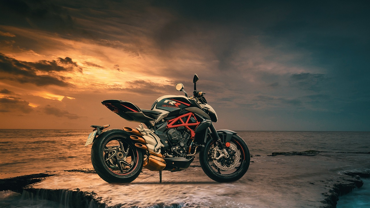 Motorbike in front of a sunset